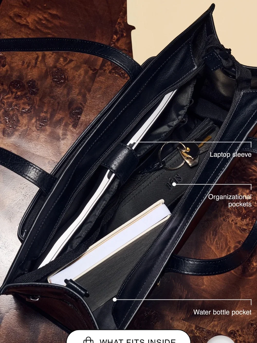 BEIS Black Structured Leather-Look Tote